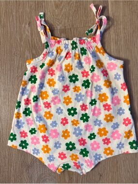 Old Navy Girl's Size 3-6 Months  Tank Romper With  Colorful Flowers